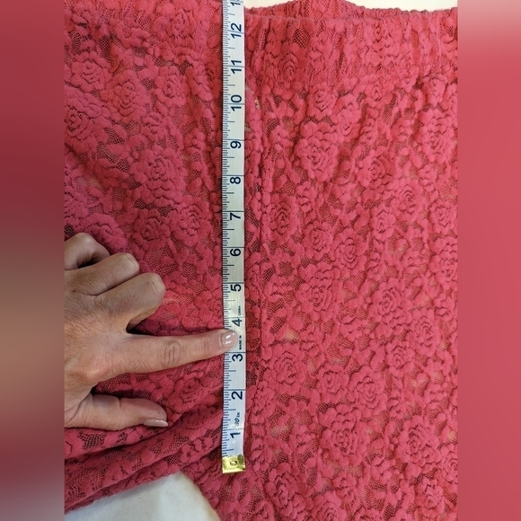 Open Edit Lace Mesh Tunic Pajama Set Pink Rapture L sheer Stretch Layering Top - Picture 15 of 15